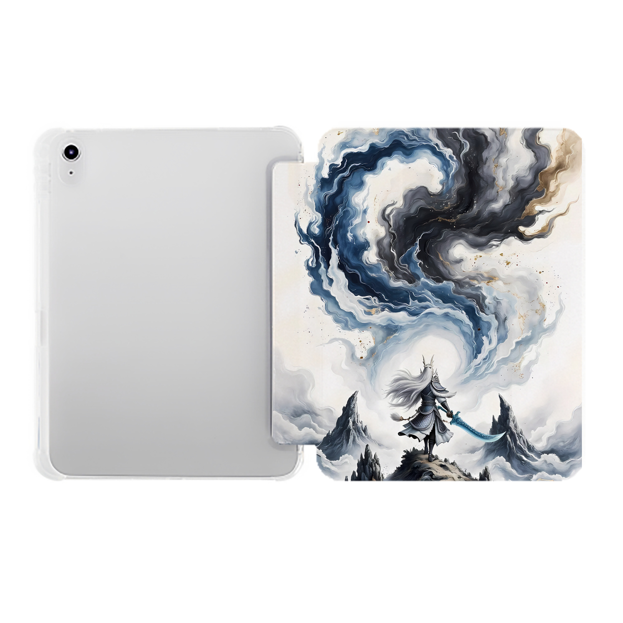 （画像用） Ne Zha 2 ナタ 魔童の大暴れ IPad ケース ペン収納付き 三つ折りスタンド PUレザー×シリコン 対応機種9.5/10.5/10.9インチ
